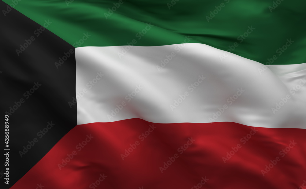 Obraz premium Abstract Kuwait Flag 3D Illustration (3D Rendering)