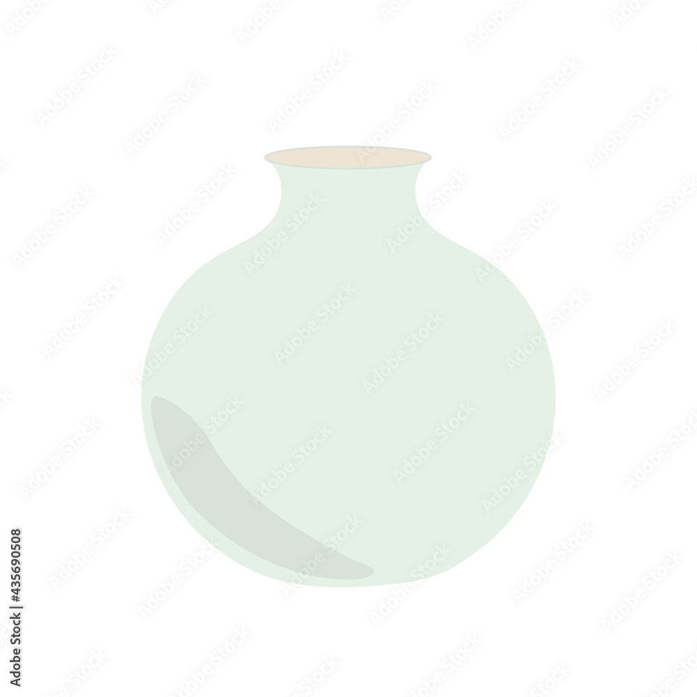Bohemian flower vase in simple flat style abstract vector pastel colored isolated illustration, trendy minimalist cozy home concept, romantic greeting card, invitation, home decor