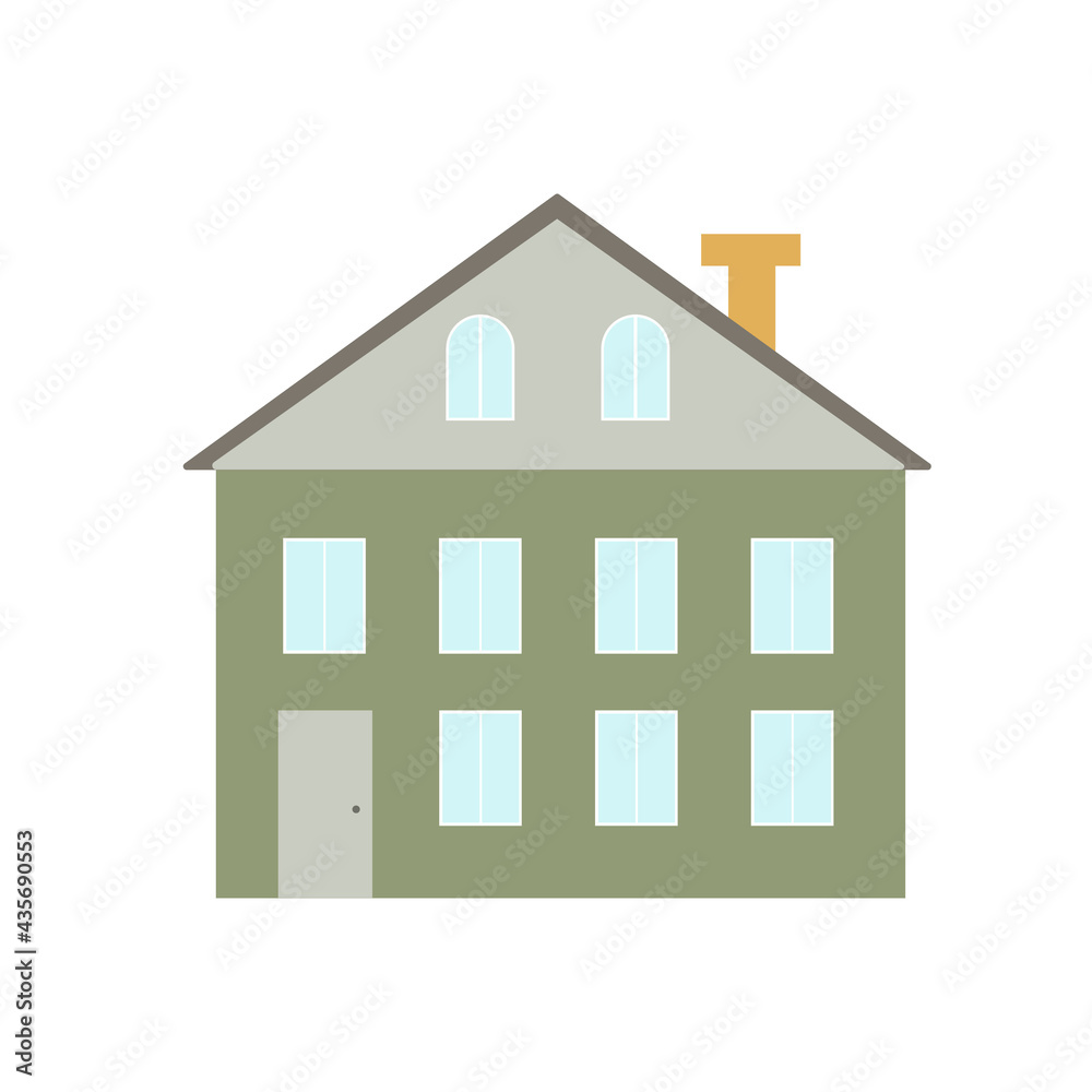 Cute little detached house simple flat style vector illustration, cozy home concept, architectural drawing, poster for children room, nursery print Cute little detached house simple flat style vector illustration, cozy home concept, architectural drawing, poster for children room, nursery print