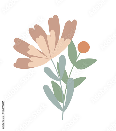 Simple flowers pastel-colored floral arrangement in flat style vector illustration, symbol of spring, cozy home, Easter holidays celebration decor, clipart for cards, bohemian springtime decoration