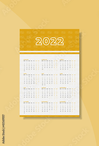 One Page Calendar 2022