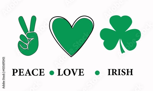 Peace Love Irish, Irish, St. Patrick's Vector And Clip Art
