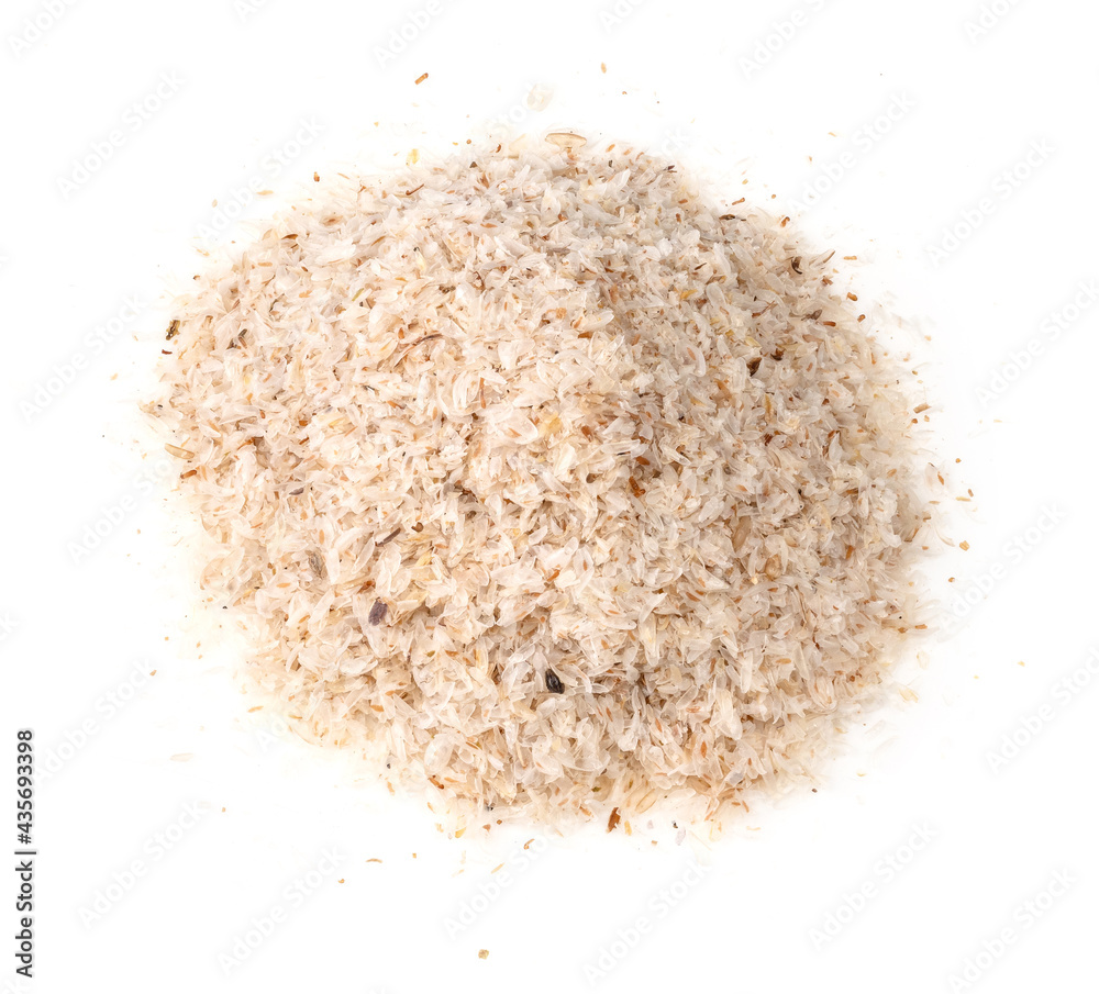 pile of Psyllium husk closeup on white pile of Psyllium husk closeup on white