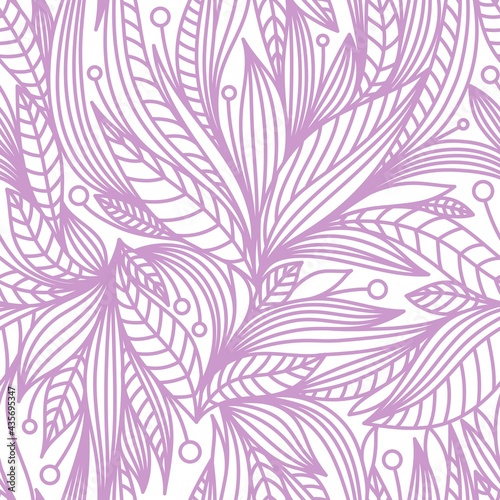 WHITE SEAMLESS PATTERN WITH LILAC ORNAMENT IN VECTOR