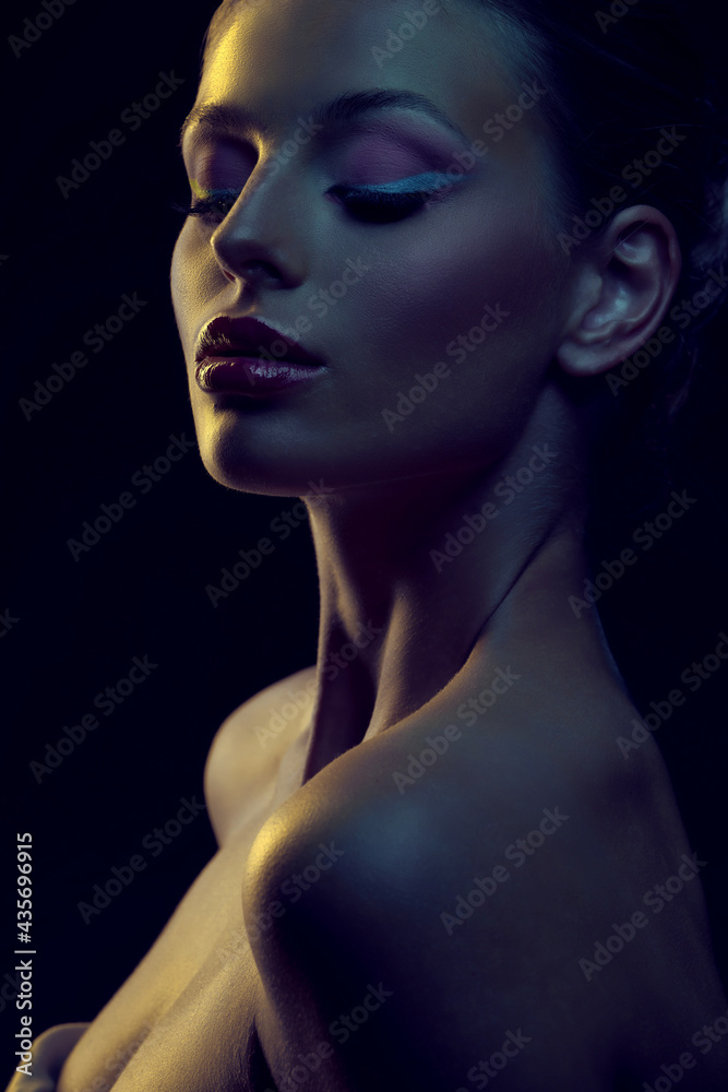 Fashionable female portrait of cute lady indoors Fashionable female portrait of cute lady indoors