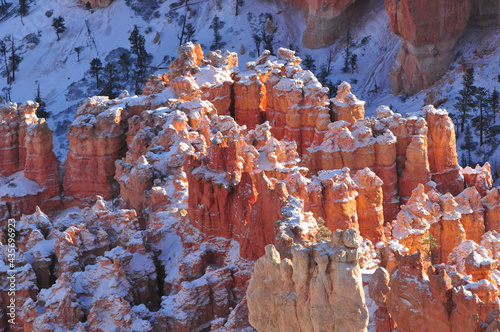 Early winter snowstorm and hoodoos in Bryce Canyon Utah