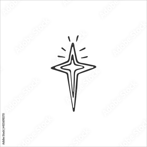 Hand-drawn star isolated on white background. Symbol of the Birth of Jesus Christ. Christianity and religion. Vector illustration photo