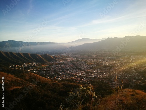 Panoramic photography with a beautiful view of the mountain and the valley of San Diego, Venezuela.