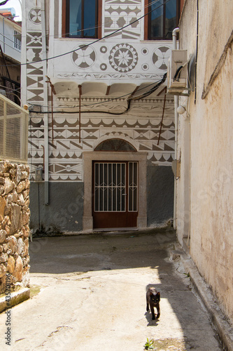 Traditional alley at Pyrgi Village in South Chios Island photo