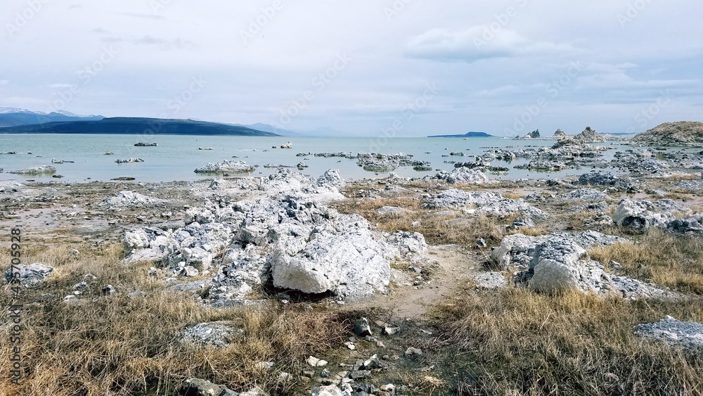 Sad lake with white rocks (Salt Lake City)