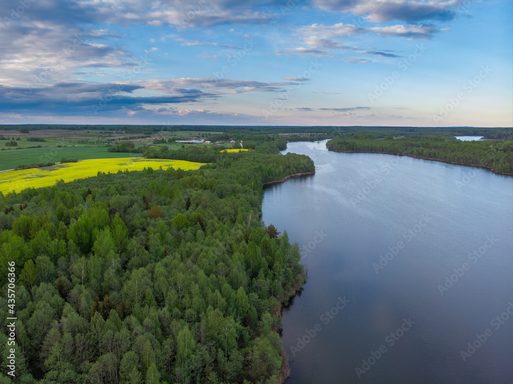 The lakes and forest. National park in Belarus. Vitebsk region. Drone aerial photo The lakes and forest. National park in Belarus. Vitebsk region. Drone aerial photo