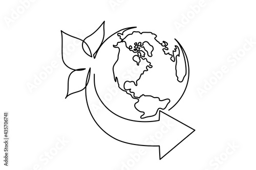 World environment day logo with earth with leaves and arrow.