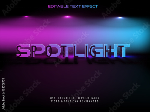 Spotlight text effect style. Editable text effect vector.