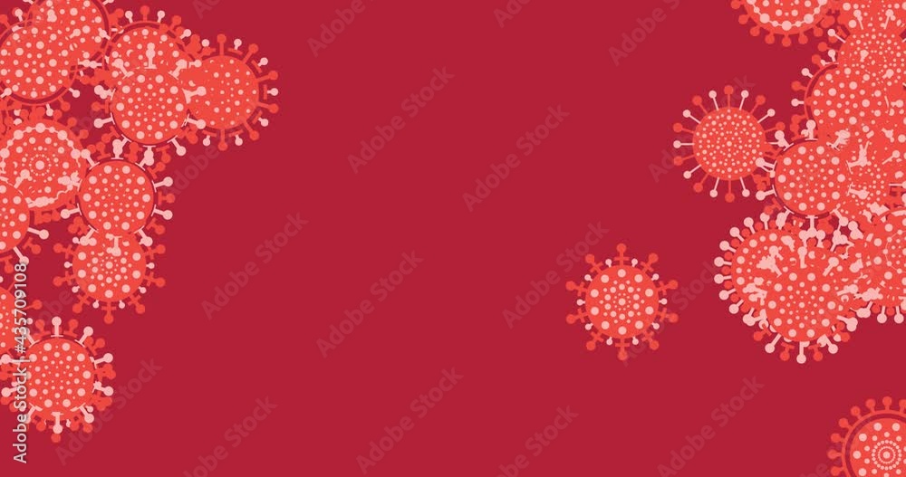 Coronavirus flies in the air. Drawn particles of a virus COVID-19 on a red background. Acute respiratory syndrome, contagious virus. Horizontal composition, 4k video quality Coronavirus flies in the air. Drawn particles of a virus COVID-19 on a red background. Acute respiratory syndrome, contagious virus. Horizontal composition, 4k video quality