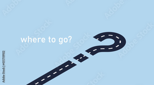 Where to go? Isometric vector illustration. Highway road in a question mark symbol. Unknown path