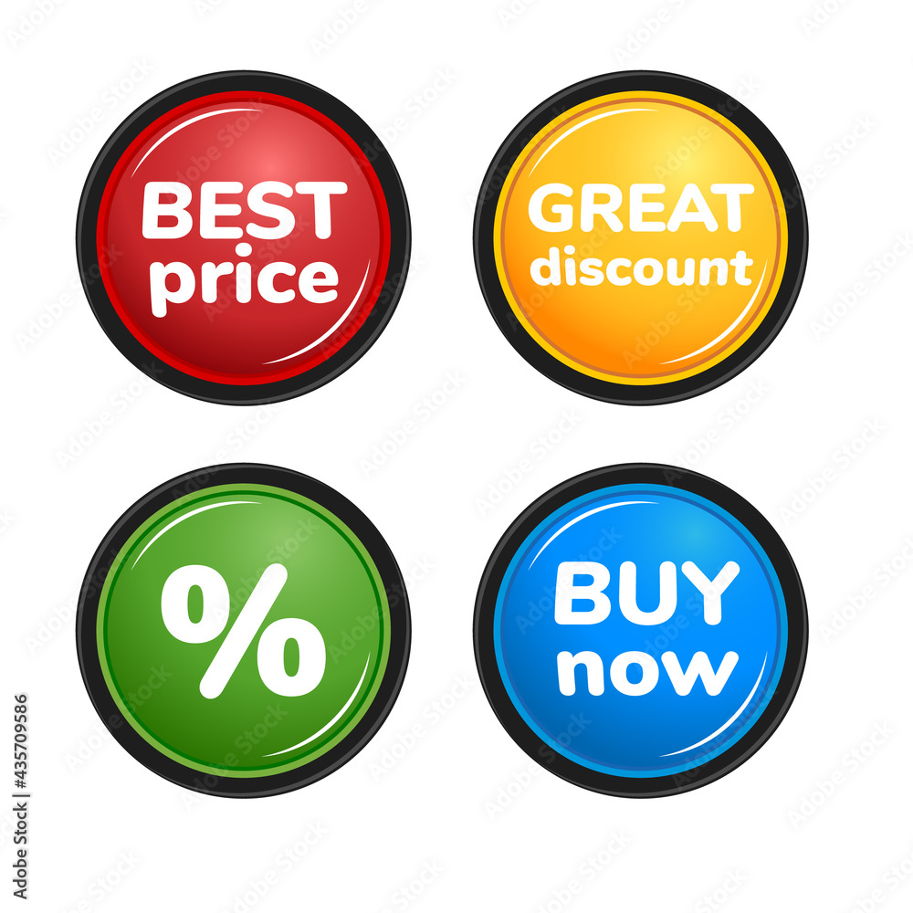 Set of buttons. Sale. Isolated vector illustration on white backgroung Set of buttons. Sale. Isolated vector illustration on white backgroung