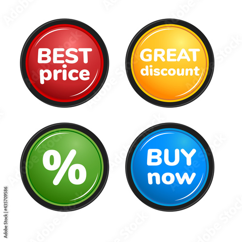 Set of buttons. Sale. Isolated vector illustration on white backgroung
