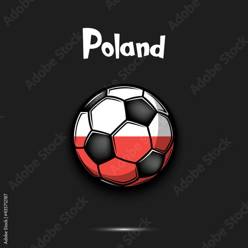 Soccer ball with Poland national flag colors