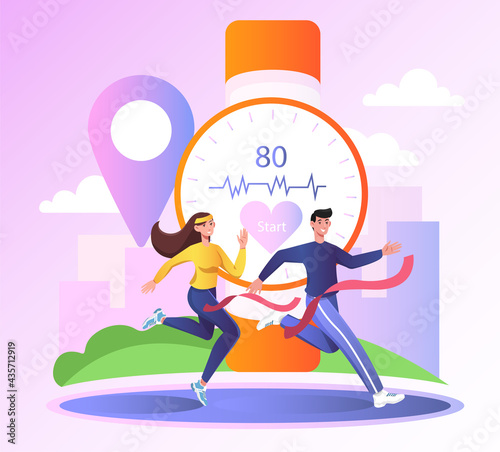 Workout, athlete smart watch or fitness bracelet