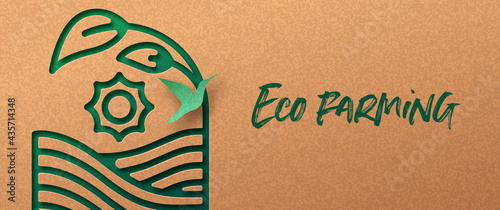 Eco farming organic green paper cut banner concept