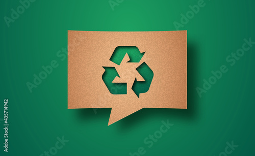 Recycle green nature paper cut chat bubble concept