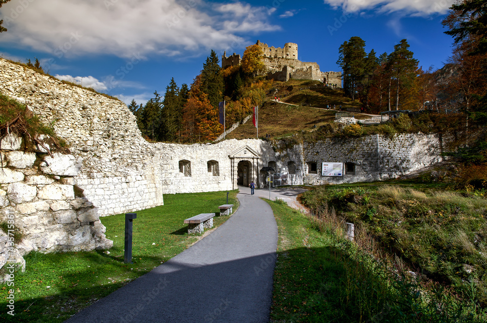 main entrance to Ehrenberg Reutte Castle Austria September 5, 2020