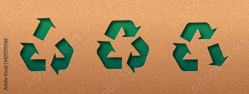 Recycle green paper cut icon set downcycle upcycle