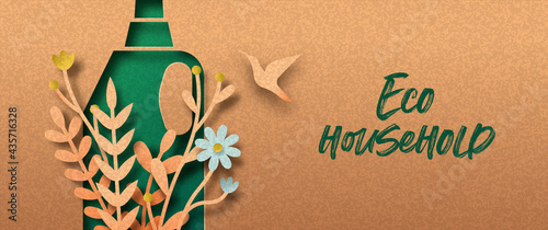 Eco household green papercut nature banner