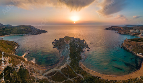Panoramic view of Ghajn Tuffieha during sunset