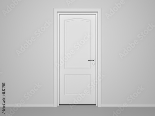 3d white wall and door background