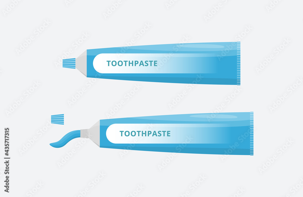 Oral and teeth care. Toothpaste isolated on white background. Dental hygiene. Flat style vector illustration. Oral and teeth care. Toothpaste isolated on white background. Dental hygiene. Flat style vector illustration.
