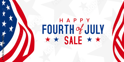 Happy Fourth of July, since 1776 USA Independence day celebration design on American waving flag promotion advertising banner template for Brochures, Poster with balloons. Vector illustration
