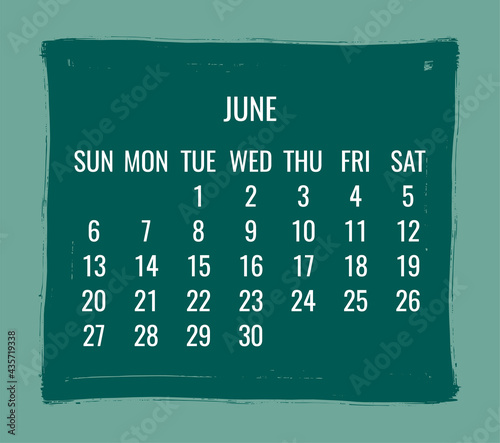 June year 2021 monthly calendar