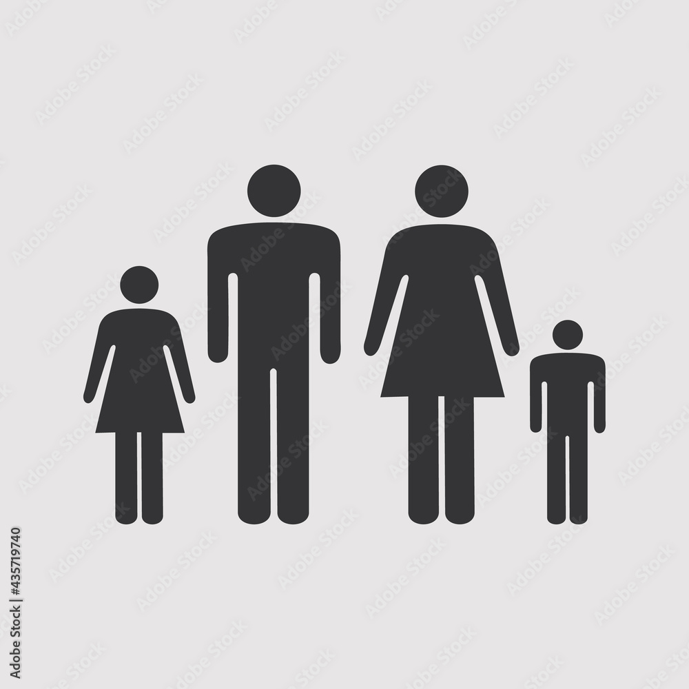 Vector illustration of Family Icon.Flat icon for apps and website.Black and white graphic element. Vector illustration of Family Icon.Flat icon for apps and website.Black and white graphic element.