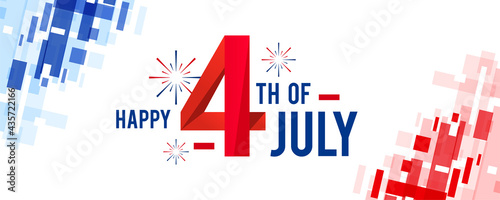 Happy 4th of July design with modern design with firework on techy,  modern American flag color red and blue background.
