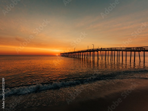 Fototapeta Naklejka Na Ścianę i Meble -  Nags Head Pier at sunrise, in the Outer Banks, North Carolina