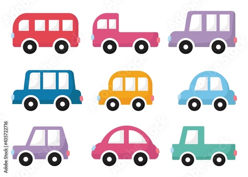 set of cartoon cars isolated on white background. illustration vector.