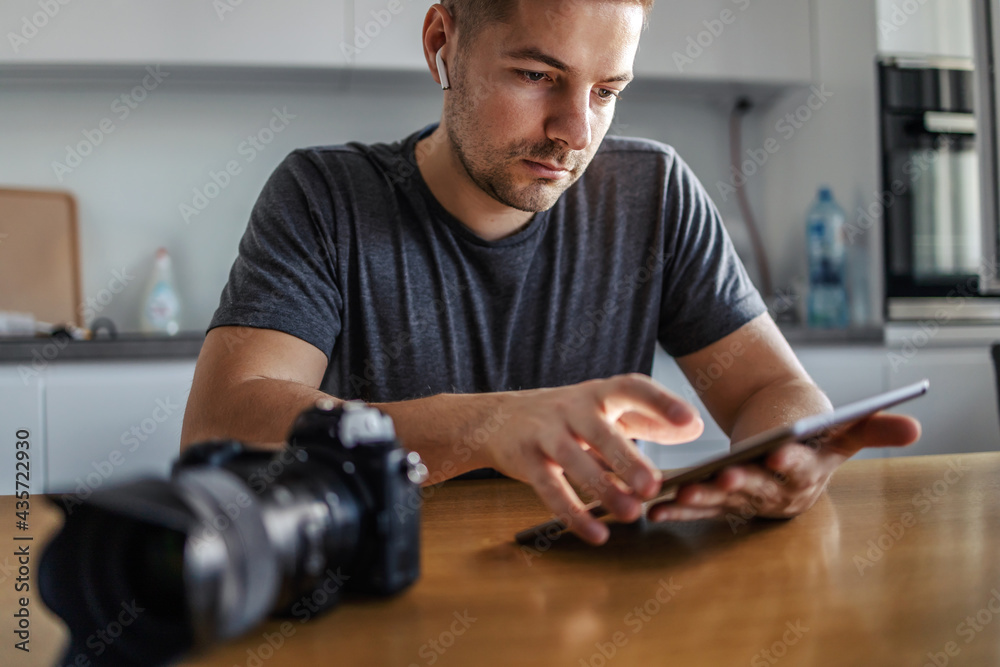 Dissatisfaction with the created photo material, negative feedback from the client. The image of the photographer in a video call with a client. Receiving negative comments on work. Sadness, failure Dissatisfaction with the created photo material, negative feedback from the client. The image of the photographer in a video call with a client. Receiving negative comments on work. Sadness, failure