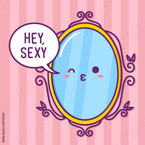 cute mirror talking with balloon comic