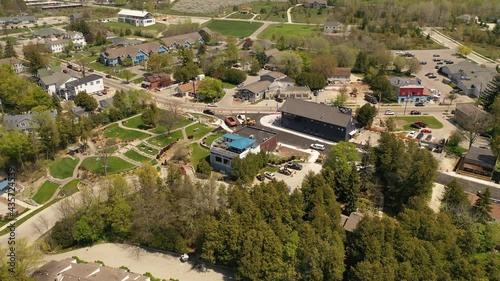 Aerial view of Egg Harbor town in Door County, Wisconsin, United States photo