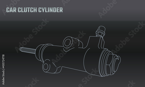 Line vector auto moto parts accessories clutch brake cylinder. Repair service equipment. Engine elements shop catalog. Vintage vehicle symbol. Retro motorcycle mechanic.