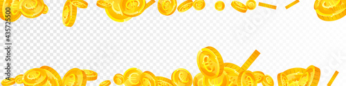 European Union Euro coins falling. Beauteous scattered EUR coins. Europe money. Emotional jackpot, wealth or success concept. Vector illustration.