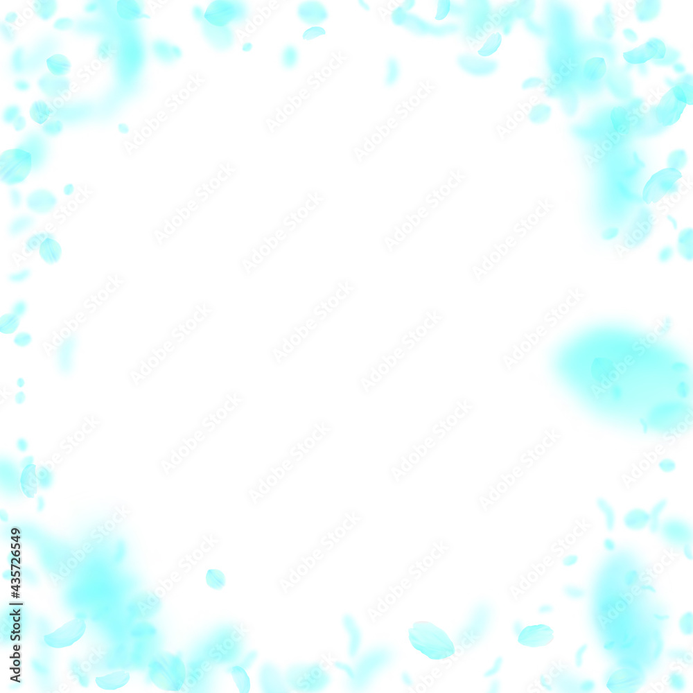 Turquoise flower petals falling down. Great romant Turquoise flower petals falling down. Great romant