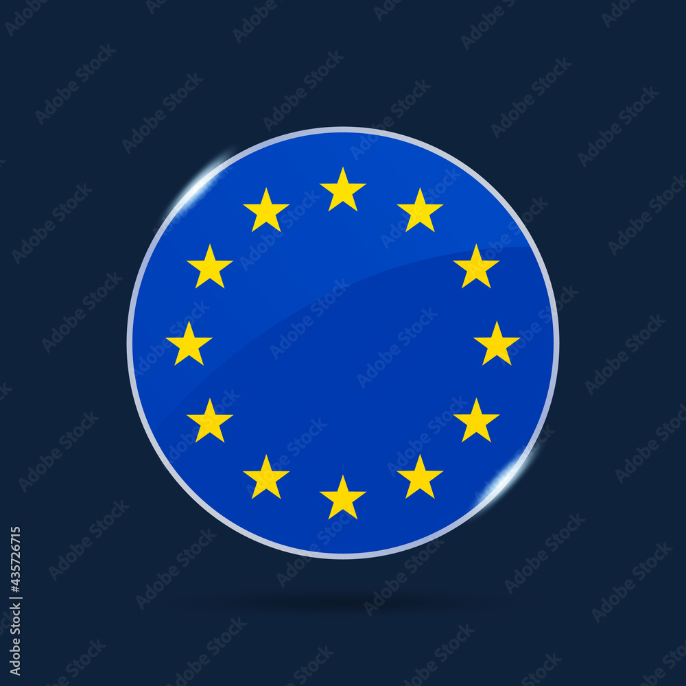 european union national flag Circle button Icon. Simple flag, official colors and proportion correctly. Flat vector illustration.