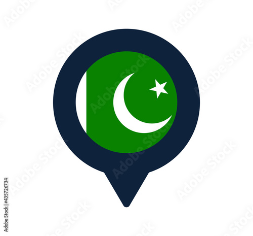 pakistan flag and map pointer icon. National flag location icon vector design, gps locator pin. vector illustration