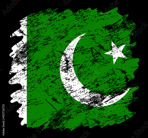 pakistan flag grunge brush background. Old Brush flag vector illustration. abstract concept of national background.