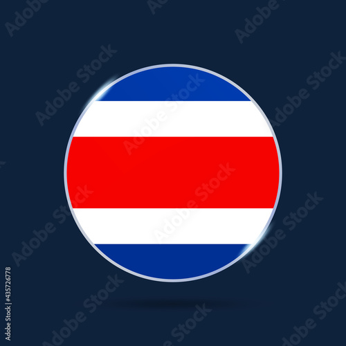 costa rica national flag Circle button Icon. Simple flag  official colors and proportion correctly. Flat vector illustration.