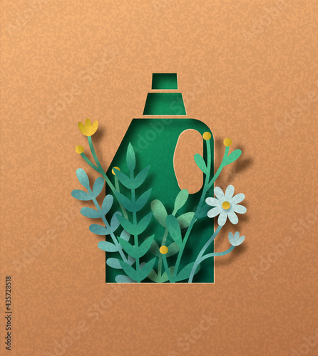 Eco friendly bottle recycle papercut green concept