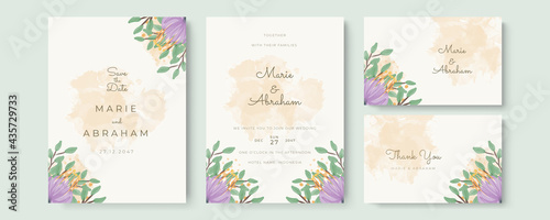 Beautiful floral wreath wedding invitation card template