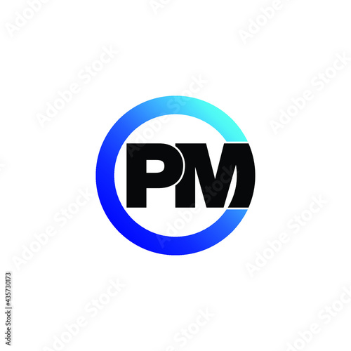 Letter PM circle logo design vector